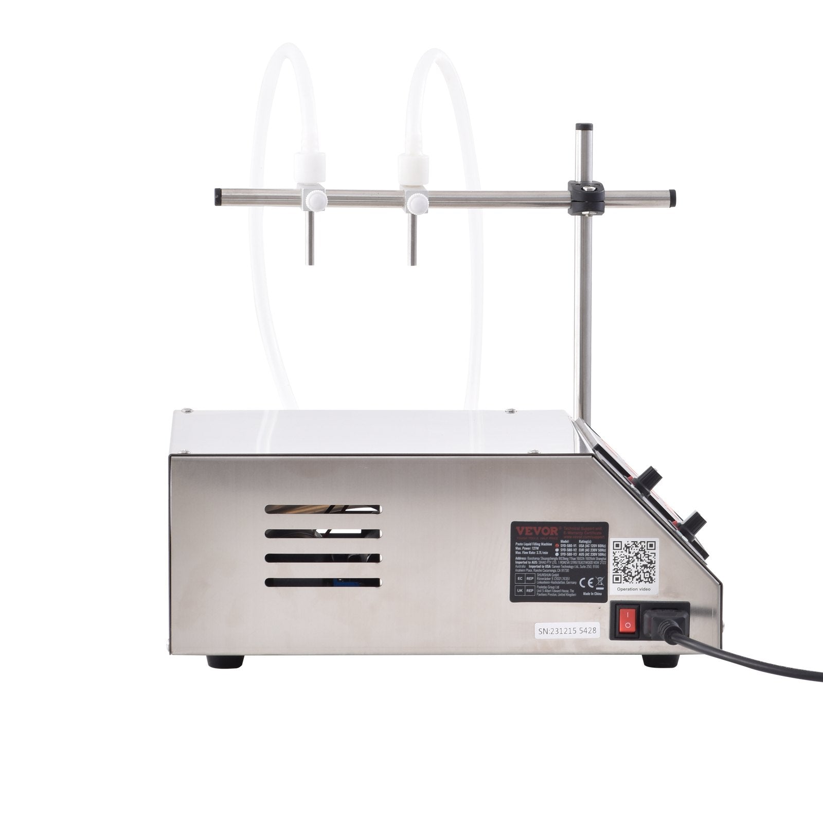 Food Storage: VEVOR Liquid Filling Machine, 10-4000ml Filling Capacity, Automatic Bottle Filler Machine Bottling Machine Digital Control for Milk, Water, Wine, Beverage, Soy Sauce, Vinegar, Alcohol (Double Nozzle)