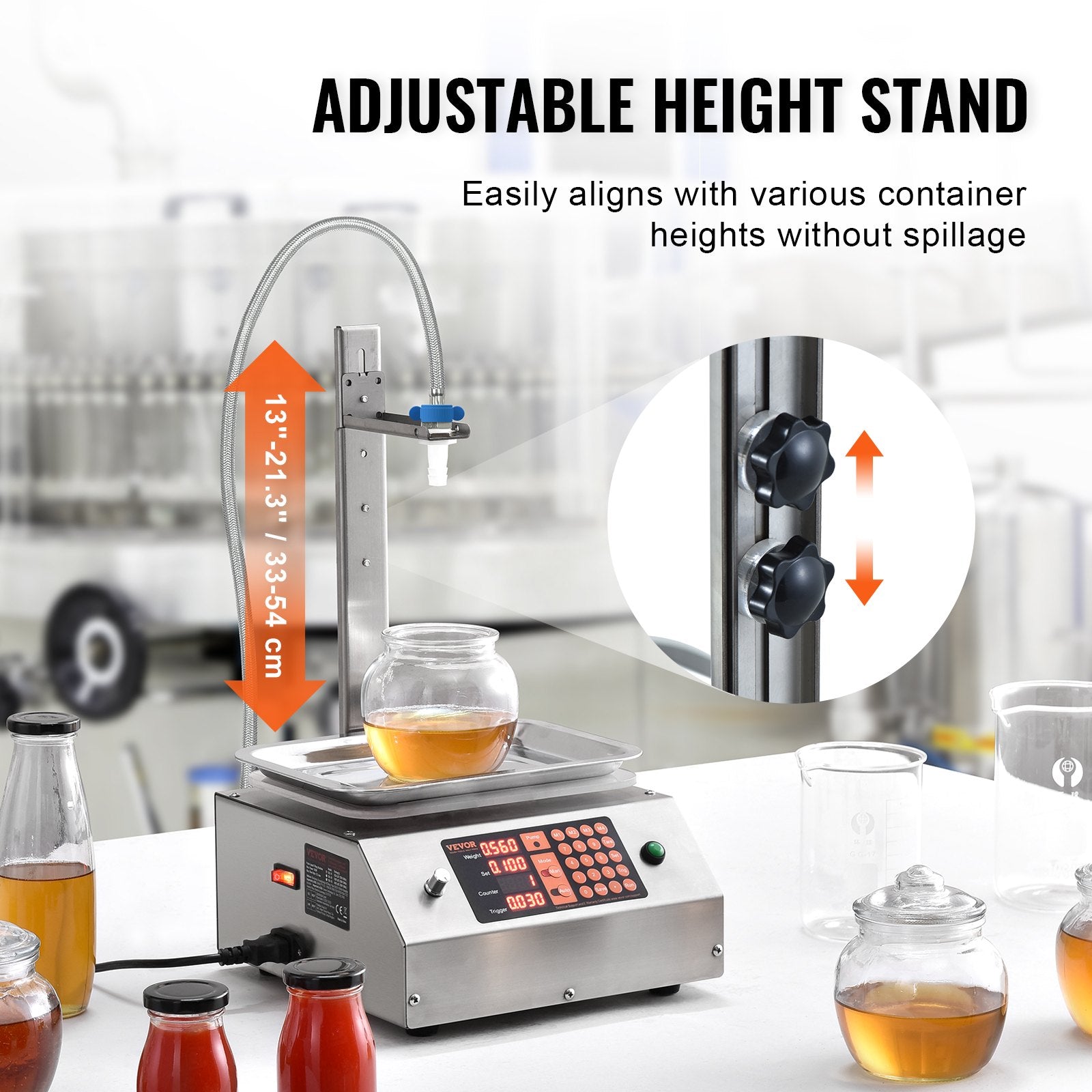 Food Storage: VEVOR Liquid Filling Machine, 30-15000 g Weighing Capacity, Automatic Bottle Filler Machine Bottling Machine Digital Control for Milk, Water, Oil, Wine, Beverage, Detergent, Shampoo (Single Nozzle)