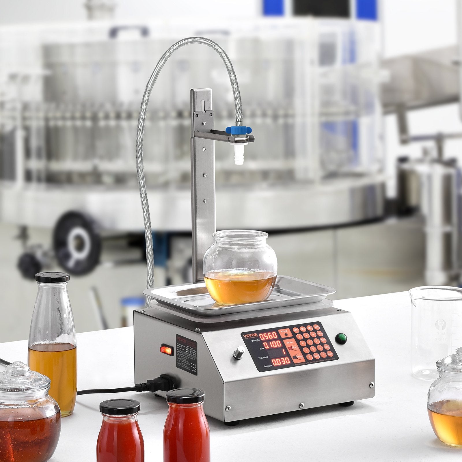 Food Storage: VEVOR Liquid Filling Machine, 30-15000 g Weighing Capacity, Automatic Bottle Filler Machine Bottling Machine Digital Control for Milk, Water, Oil, Wine, Beverage, Detergent, Shampoo (Single Nozzle)