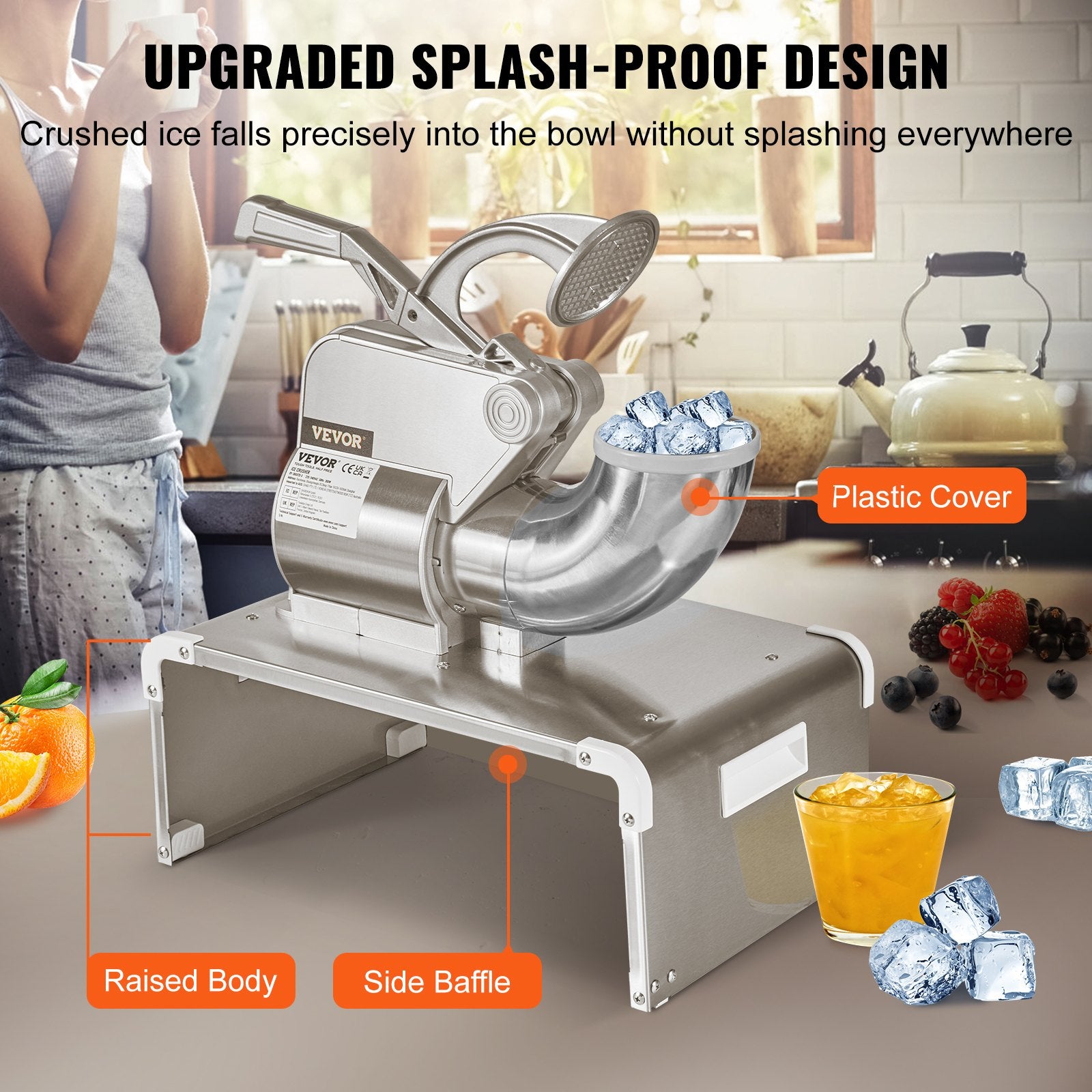 Commercial Ice Shaver Crusher, 661lbs Per Hour Electric Snow Cone Maker, 350W Shaved Ice Machine with Dual Blades for Parties Events Snack Bar, Home and Commercial Use