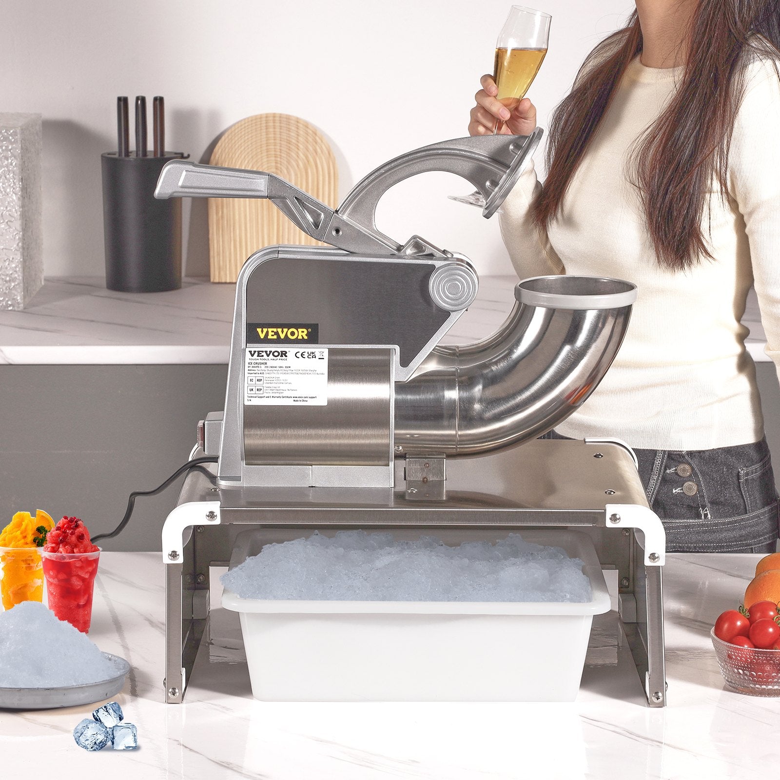 Commercial Ice Shaver Crusher, 661lbs Per Hour Electric Snow Cone Maker, 350W Shaved Ice Machine with Dual Blades for Parties Events Snack Bar, Home and Commercial Use
