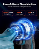 Cutters: VEVOR Metal Shear, Sheet Metal Cutter Cordless with 360-Degree Pivoting Head, Double Blades, 25000 RPM Speed, Cuts 18 GA Galvanized Steel, 20 GA Stainless Steel, Aluminum Plate, Plastic, Cardboard
