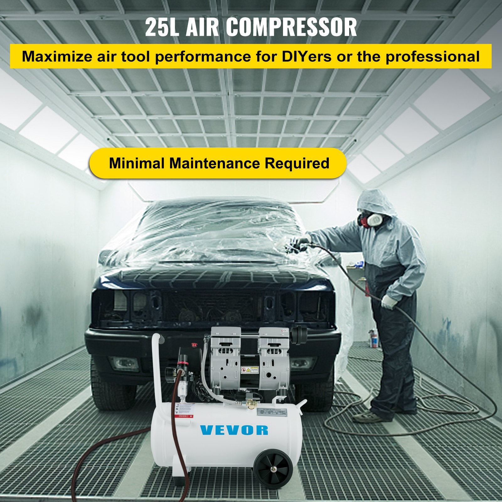 Air Compressor 6.6 Gallon, Portable Air Compressor 1 HP, Oil Free Air Compressor Steel Tank 750W, Pancake Air Compressor 115 PSI, Ultra Quiet Compressor for Home Repair, Tire Inflation