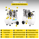 Air Compressors: VEVOR Air Compressor 6.6 Gallon, Portable Air Compressor 1 HP, Oil Free Air Compressor Steel Tank 750W,  Pancake Air Compressor 115 PSI, Ultra Quiet Compressor for Home Repair, Tire Inflation