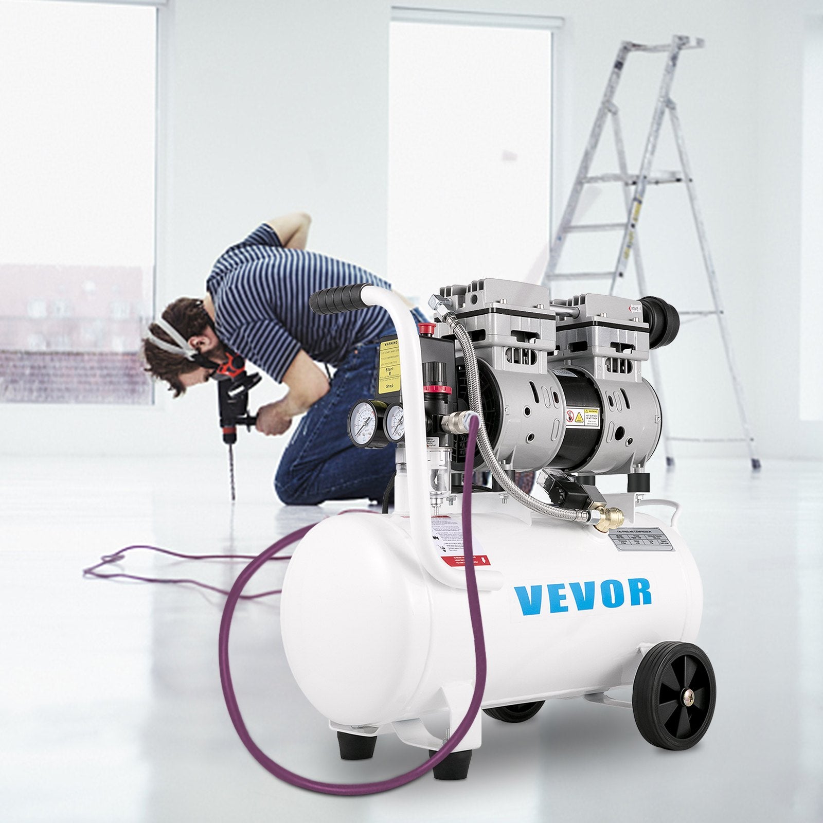 Air Compressor 6.6 Gallon, Portable Air Compressor 1 HP, Oil Free Air Compressor Steel Tank 750W, Pancake Air Compressor 115 PSI, Ultra Quiet Compressor for Home Repair, Tire Inflation