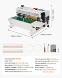Washing Machines: VEVOR Continuous Bag Band Sealing Machine, 6-12 mm Seal Width, Horizontal Band Sealer Machine with Digital Temperature Control, Carbon Steel Bag Sealer for 0.02-0.8 mm Plastic Bags Films Membrane