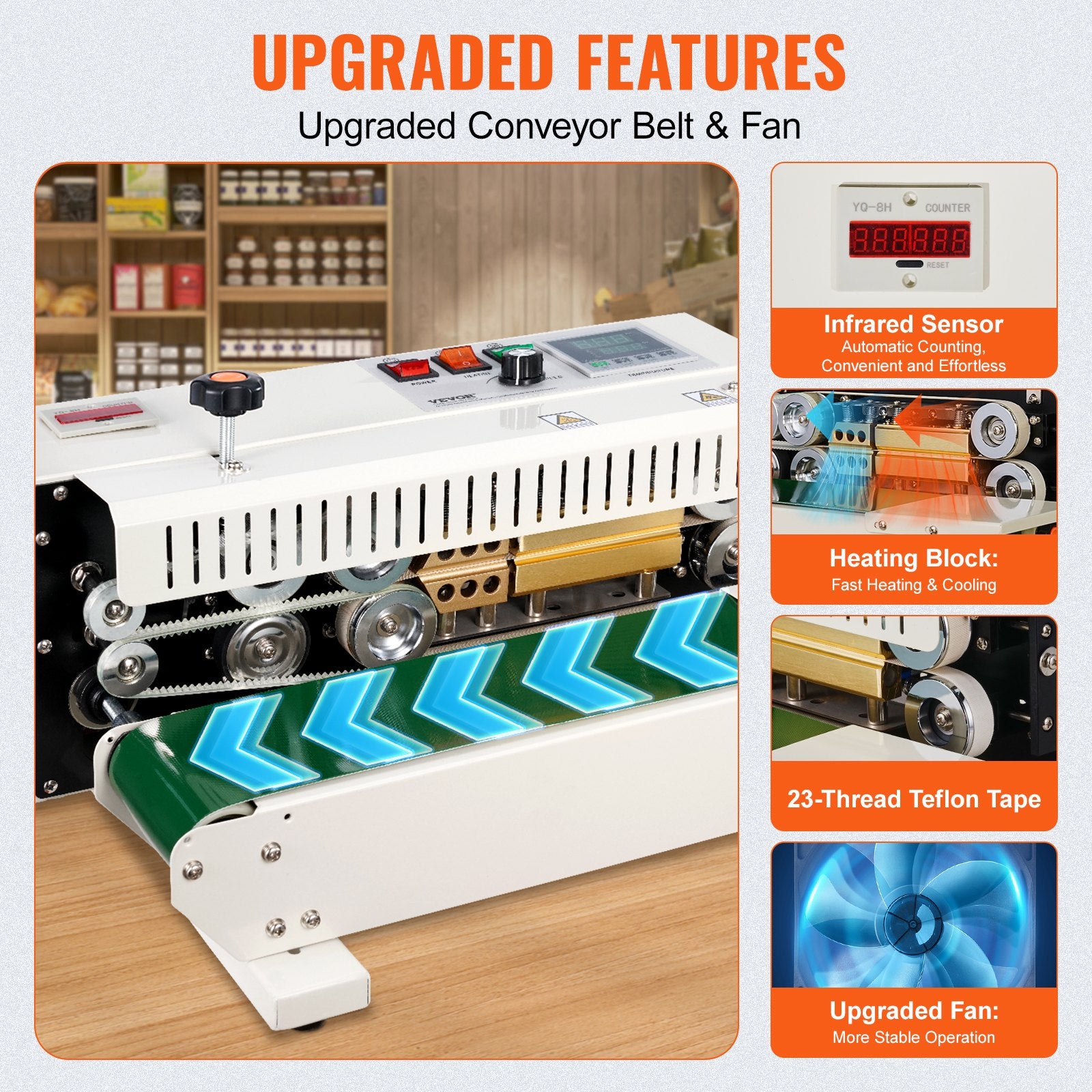 Food Storage: VEVOR Continuous Bag Band Sealing Machine Horizontal Band Sealer Count Function