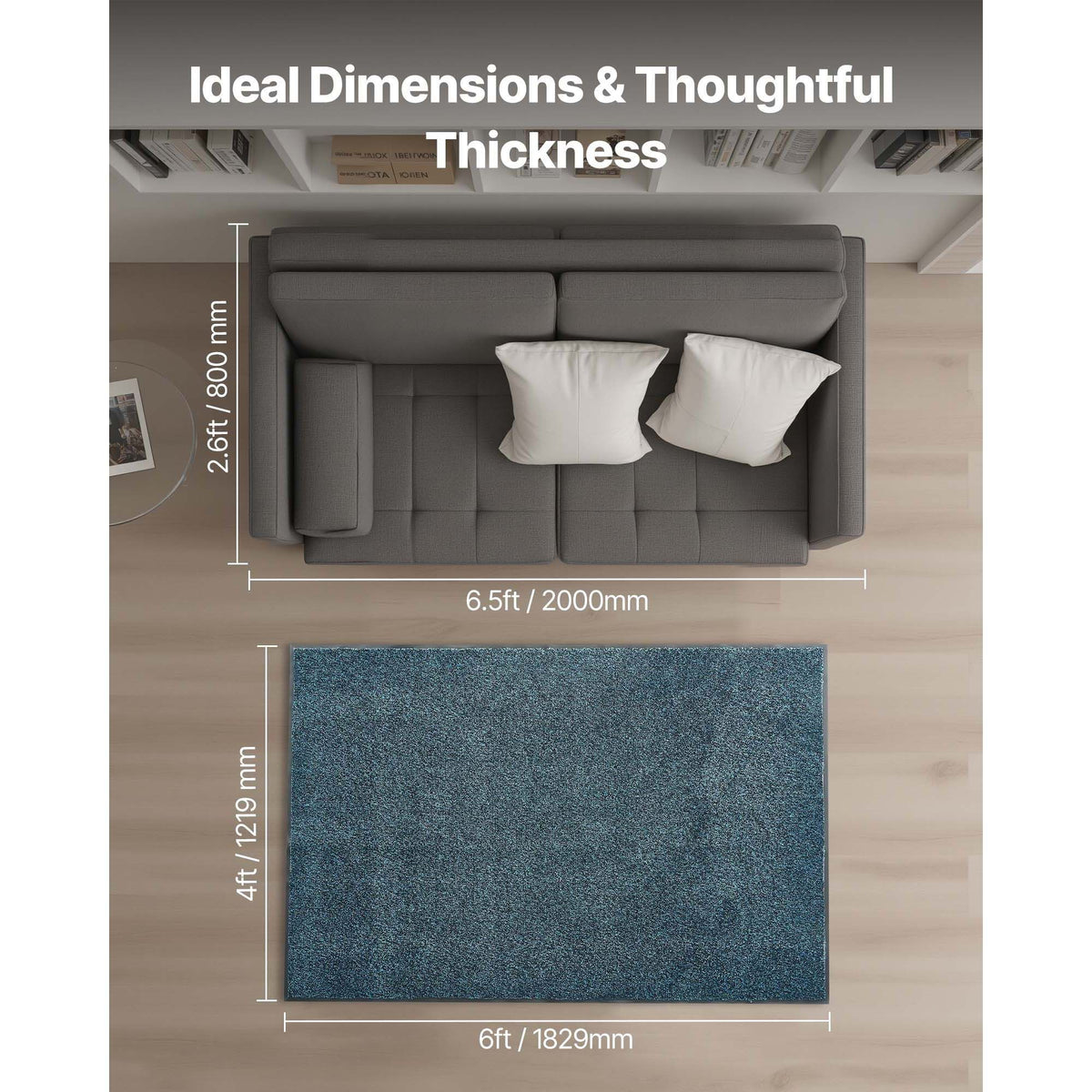 Front Door Mat, 1829 x 1219 mm Commercial Floor Mat for Indoor and Outdoor, Industrial Entrance Carpet with PVC Backing, Heavy Duty Washable Entry Rug for Hallway, Balcony, Garage, Slate Blue