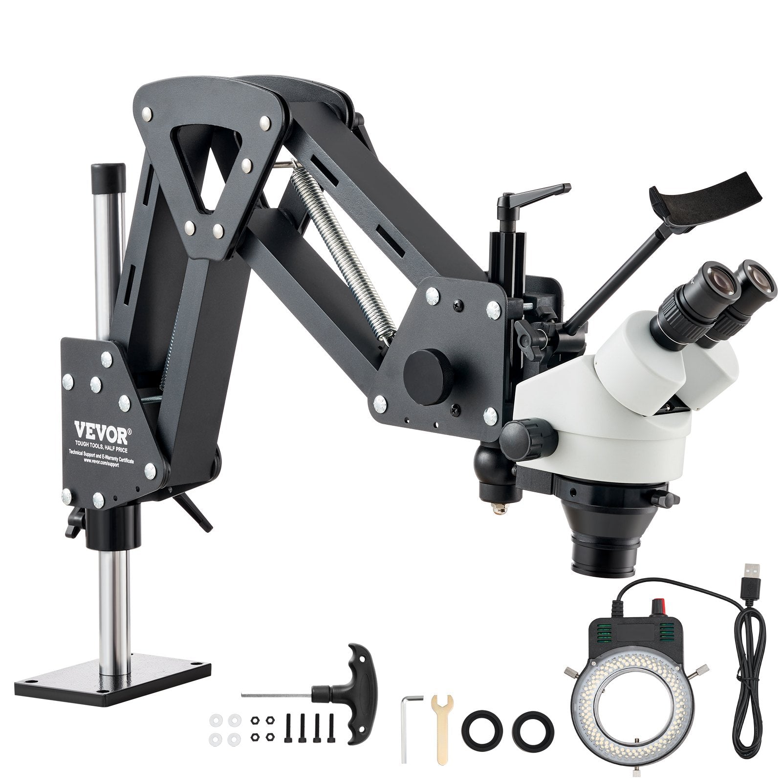 Gardening Tools: VEVOR Multi-Directional Microscope with Spring Bracket, 7X-45X Magnification Jewelry Microscope, Micro Jewelry Inlaid Stand with Integrated USB Ring LED Light, Jewelers Microscope for Jewelry Inlay