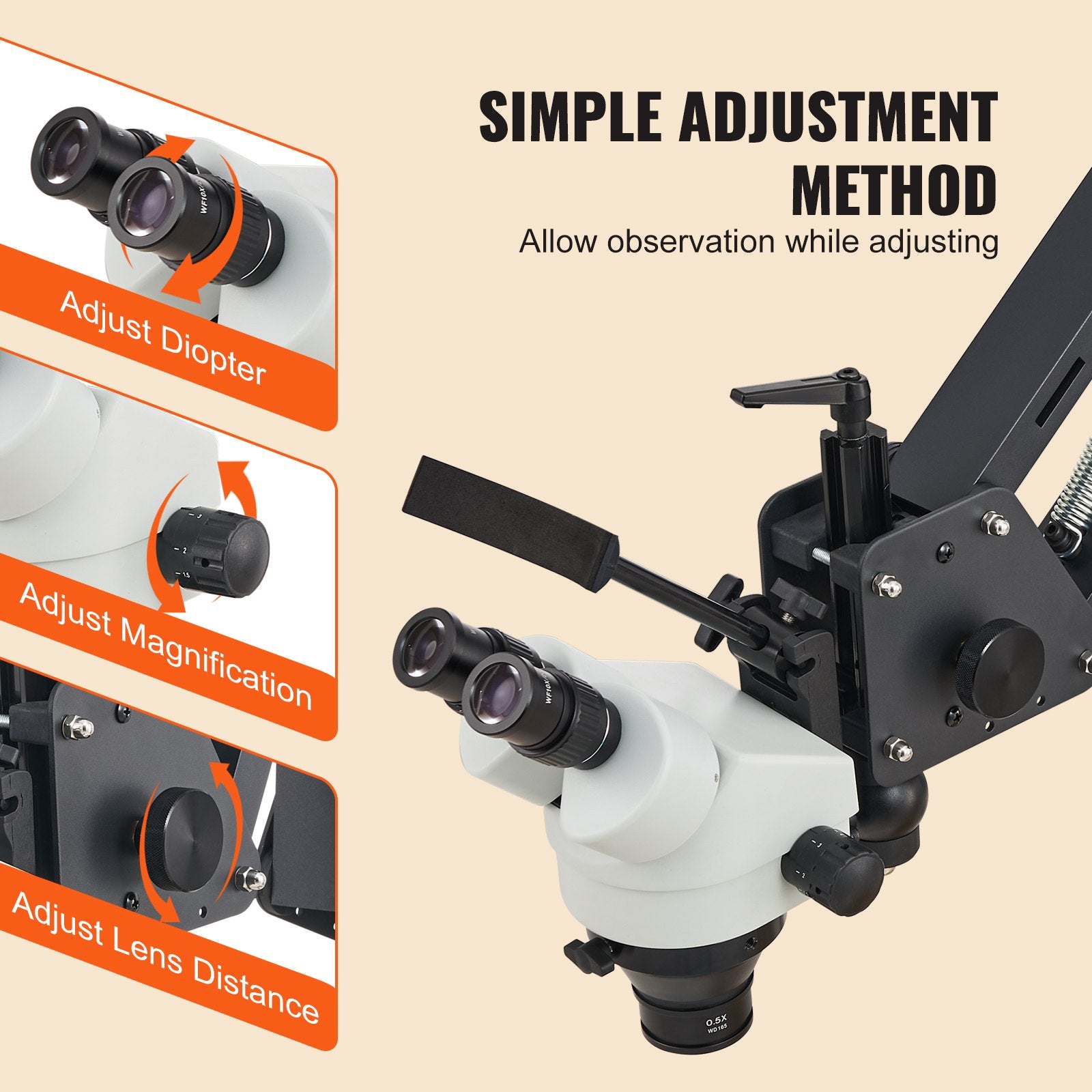 Gardening Tools: VEVOR Multi-Directional Microscope with Spring Bracket, 7X-45X Magnification Jewelry Microscope, Micro Jewelry Inlaid Stand with Integrated USB Ring LED Light, Jewelers Microscope for Jewelry Inlay