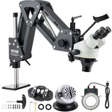 Camera Accessories: VEVOR Multi-Directional Microscope with Spring Bracket, 7X-45X Magnification Jewelry Microscope, Micro Jewelry Inlaid Stand with Integrated USB Ring LED Light and 360° Ball Vise, for Jewelry Inlay