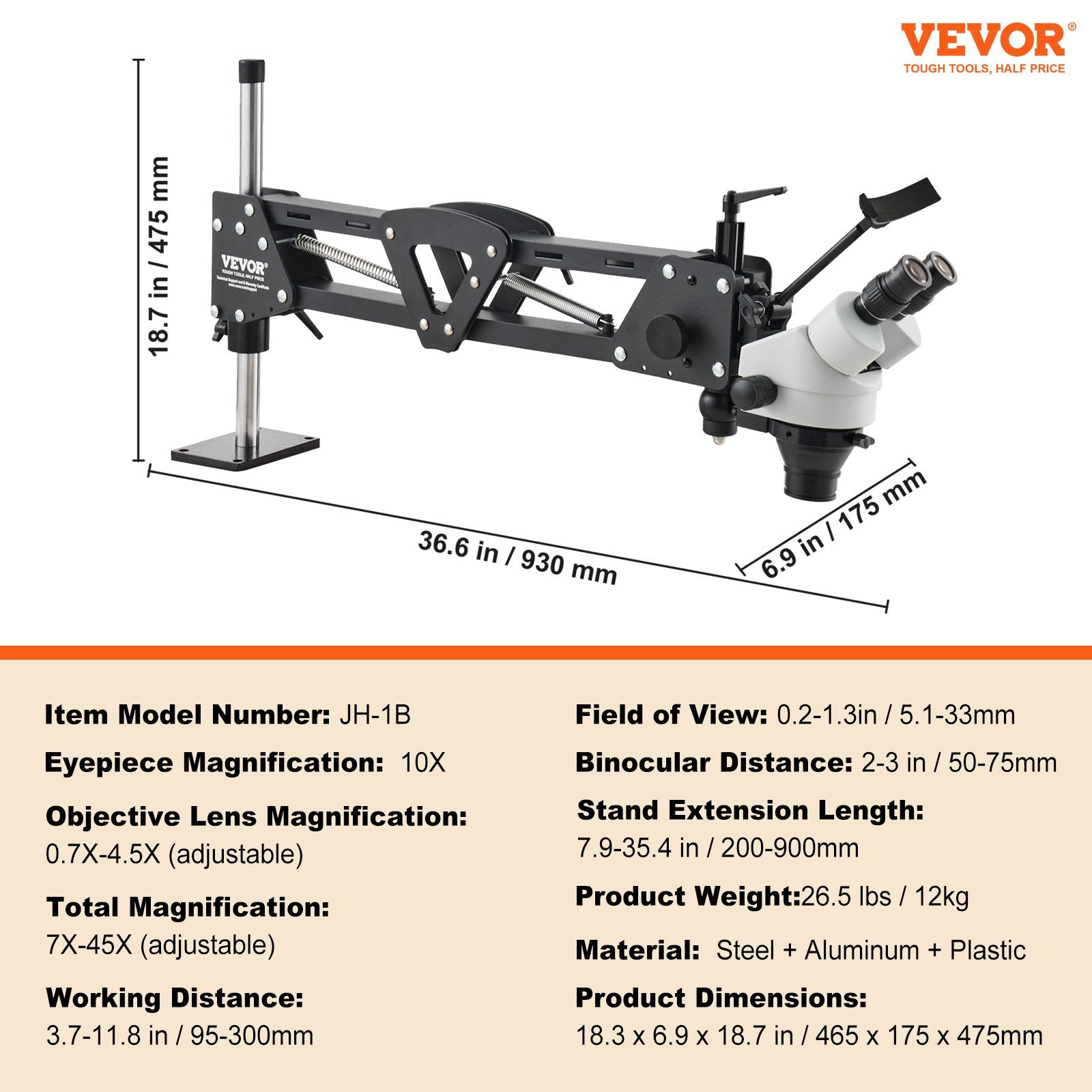 Camera Accessories: VEVOR Multi-Directional Microscope with Spring Bracket, 7X-45X Magnification Jewelry Microscope, Micro Jewelry Inlaid Stand with Integrated USB Ring LED Light and 360° Ball Vise, for Jewelry Inlay