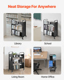 Cat Carriers & Crates: VEVOR Rolling Library Book Cart, 150 kg Capacity, 97 x 51.5 x 122.5 cm Library Cart, Double Sided W-Shaped Shelves with 76.2 mm Lockable Wheels, Book Truck for Home Shelves Office and School, Black
