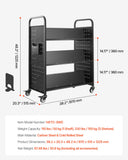 Cat Carriers & Crates: VEVOR Rolling Library Book Cart, 150 kg Capacity, 97 x 51.5 x 122.5 cm Library Cart, Double Sided W-Shaped Shelves with 76.2 mm Lockable Wheels, Book Truck for Home Shelves Office and School, Black