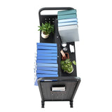 Cat Carriers & Crates: VEVOR Rolling Library Book Cart, 150 kg Capacity, 97 x 51.5 x 122.5 cm Library Cart, Double Sided W-Shaped Shelves with 76.2 mm Lockable Wheels, Book Truck for Home Shelves Office and School, Black