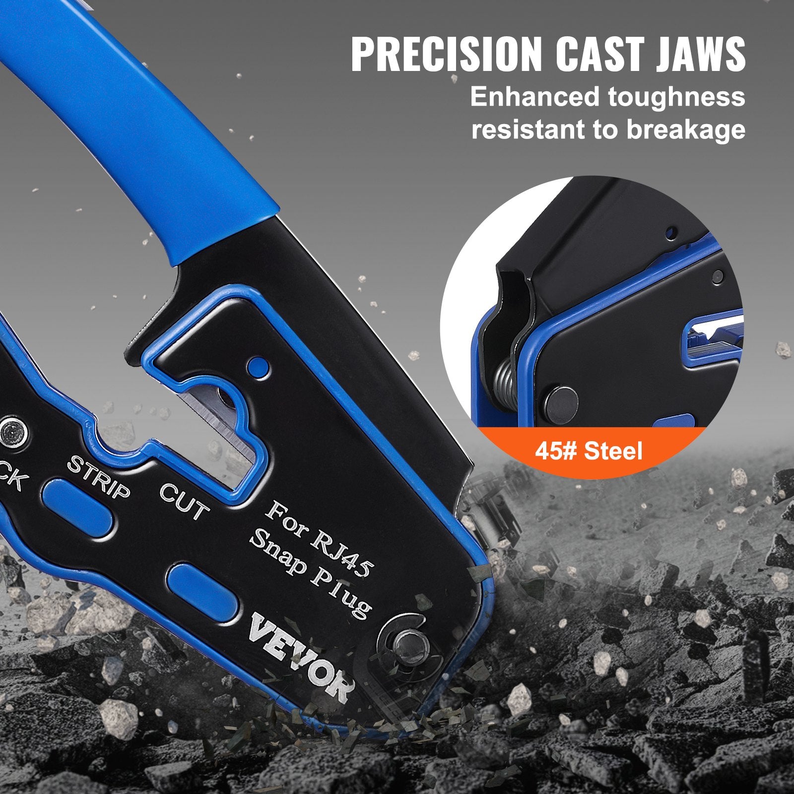 Power & Electrical Supplies: VEVOR RJ45 Crimp Tool Kit, Cat5e/Cat6/Cat6a Ethernet Crimper Crimp Pliers for 8-Pin Modular Plugs with 20pcs Pass-Through Connectors and Covers, Wire Stripper and Network Tester