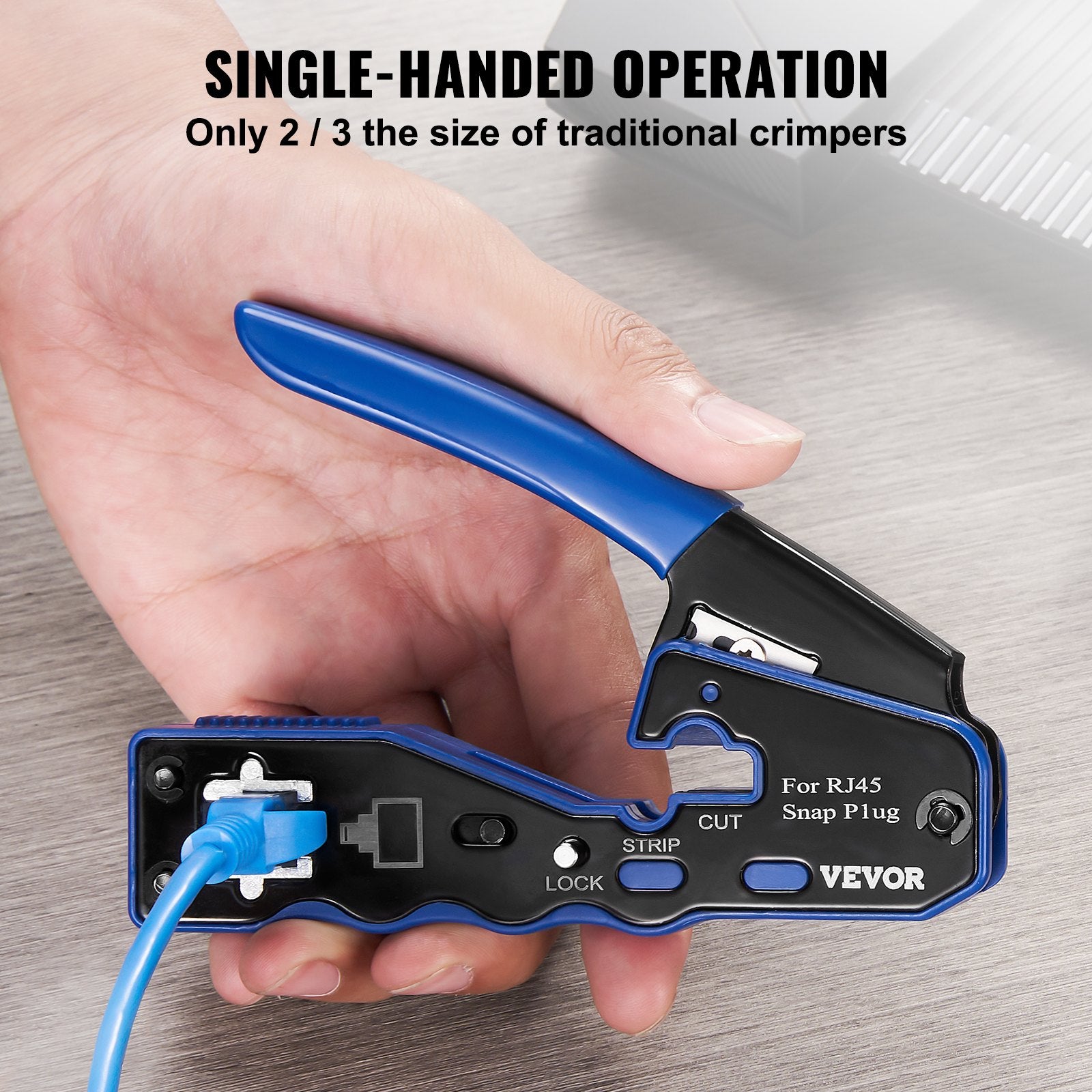 Power & Electrical Supplies: VEVOR RJ45 Crimp Tool Kit, Cat5e/Cat6/Cat6a Ethernet Crimper Crimp Pliers for 8-Pin Modular Plugs with 20pcs Pass-Through Connectors and Covers, Wire Stripper and Network Tester