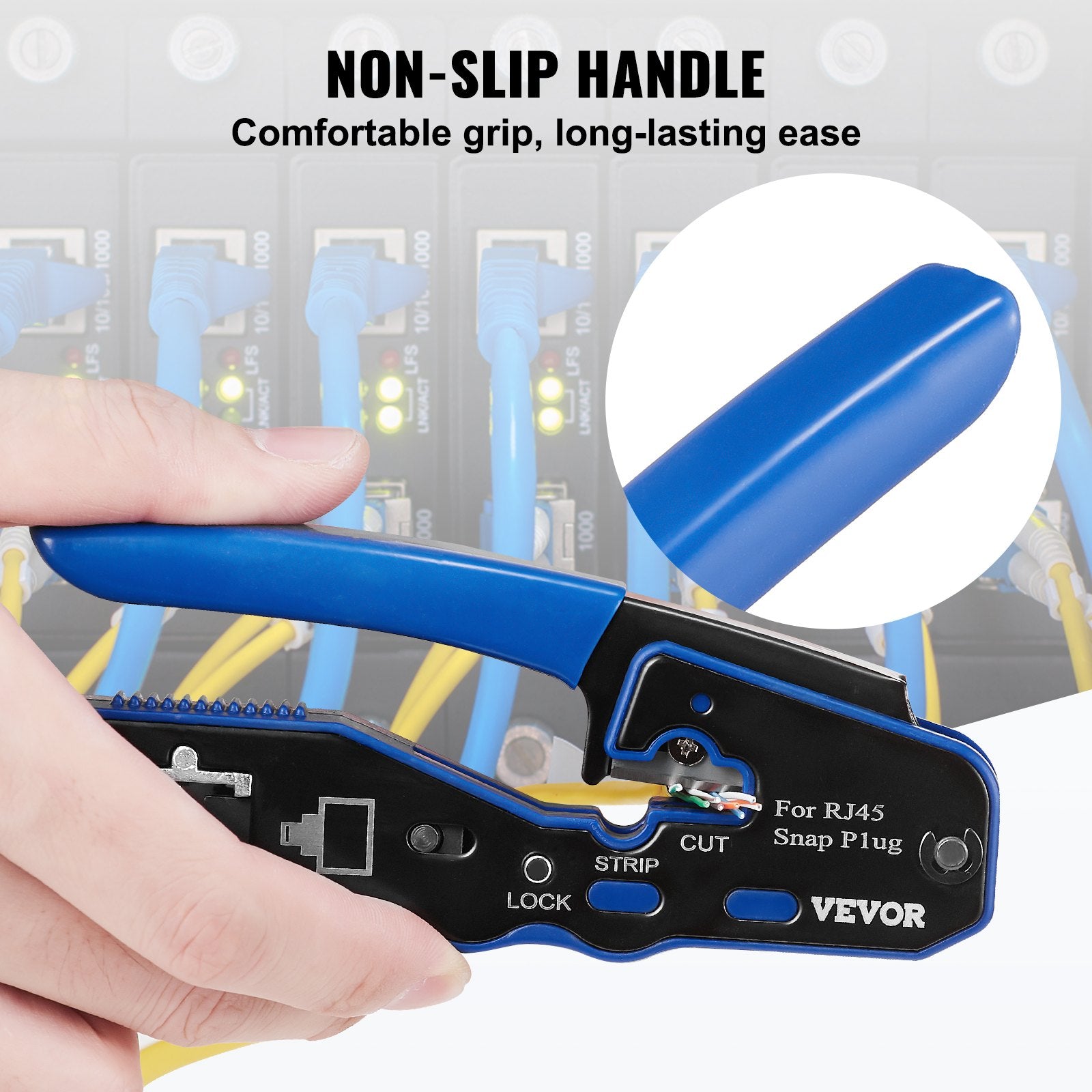 Power & Electrical Supplies: VEVOR RJ45 Crimp Tool Kit, Cat5e/Cat6/Cat6a Ethernet Crimper Crimp Pliers for 8-Pin Modular Plugs with 20pcs Pass-Through Connectors and Covers, Wire Stripper and Network Tester