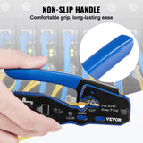 Power & Electrical Supplies: VEVOR RJ45 Crimp Tool Kit, Cat5e/Cat6/Cat6a Ethernet Crimper Crimp Pliers for 8-Pin Modular Plugs with 20pcs Pass-Through Connectors and Covers, Wire Stripper and Network Tester