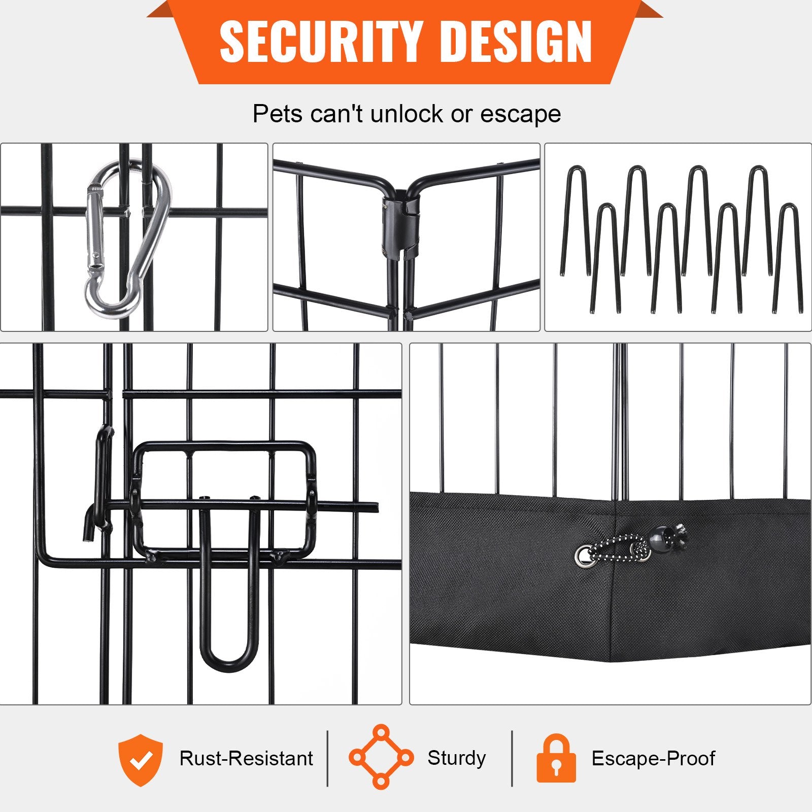 Dog Playpens & Gates: VEVOR Dog Playpen, 8 Panels Foldable Metal Dog Exercise Pen with Bottom Pad, 24" H Pet Fence Puppy Crate Kennel with Ground Stakes, Indoor Outdoor Dog Pen for Small Medium Pets, for Camping, Yard