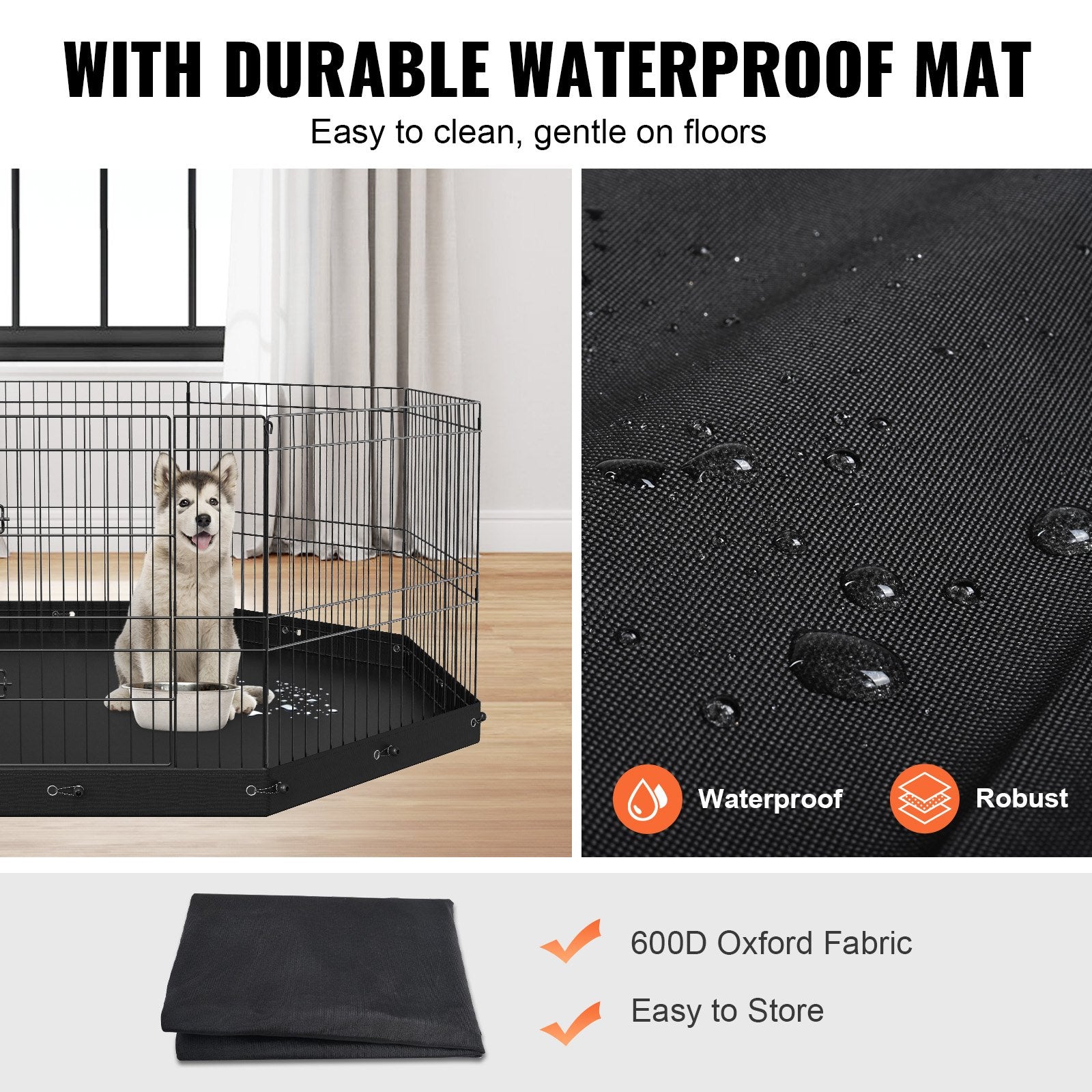 Dog Playpens & Gates: VEVOR Dog Playpen, 8 Panels Foldable Metal Dog Exercise Pen with Bottom Pad, 24" H Pet Fence Puppy Crate Kennel with Ground Stakes, Indoor Outdoor Dog Pen for Small Medium Pets, for Camping, Yard