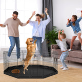 Dog Playpens & Gates: VEVOR Dog Playpen, 8 Panels Foldable Metal Dog Exercise Pen with Bottom Pad, 24" H Pet Fence Puppy Crate Kennel with Ground Stakes, Indoor Outdoor Dog Pen for Small Medium Pets, for Camping, Yard