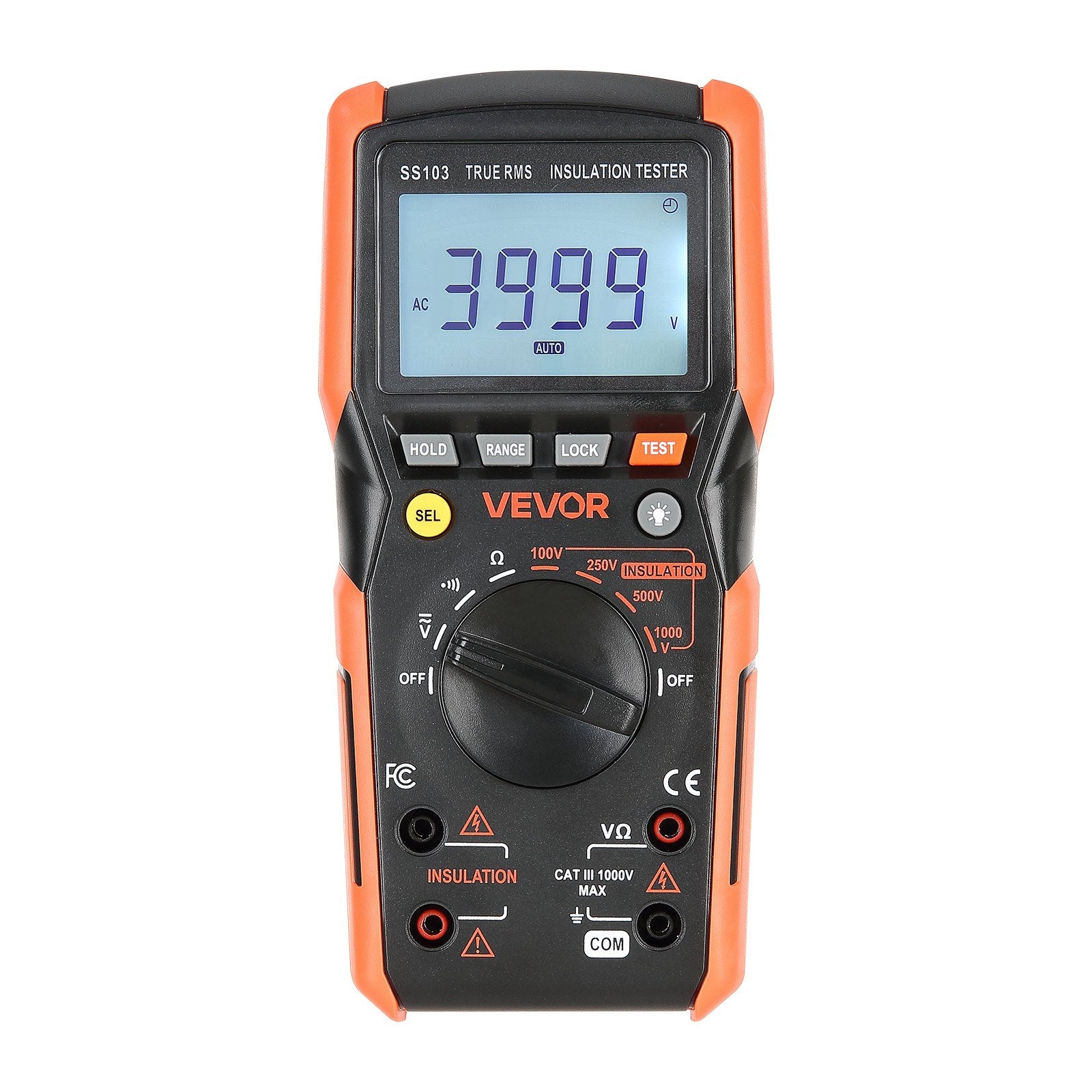 Digital Multimeter, 4000-Count TRMS Voltmeter Ohmmeter, 1000V AC/DC Voltage Tester with Switchable Auto/Manual Range for Voltage, Resistance, and Continuity Measurment