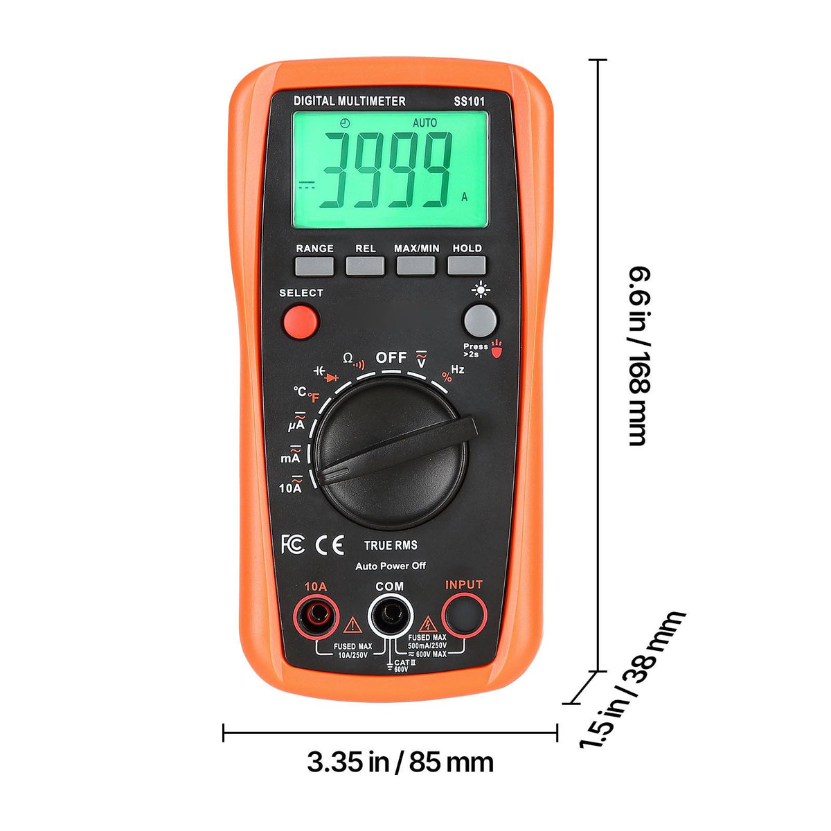 Digital Multimeter, 4000-Count TRMS DC/AC Voltmeter Current Tester, Auto-Ranging Multimeter for Current Voltage Resistance Capacitance Temperature Diodes Continuity Duty-Cycle Measurments