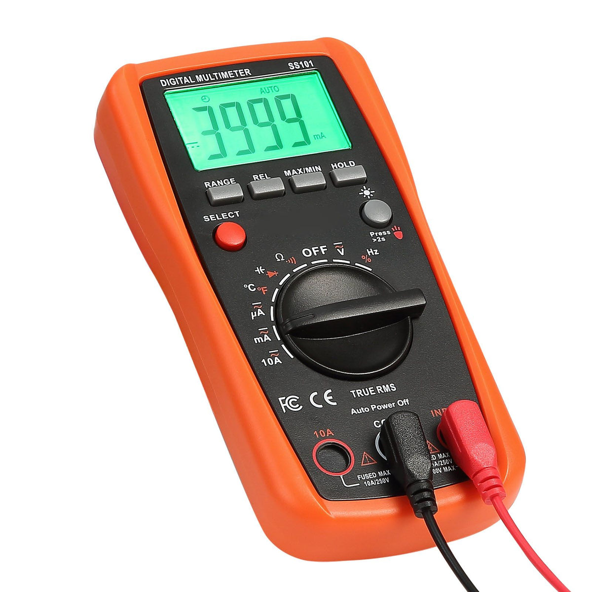 Digital Multimeter, 4000-Count TRMS DC/AC Voltmeter Current Tester, Auto-Ranging Multimeter for Current Voltage Resistance Capacitance Temperature Diodes Continuity Duty-Cycle Measurments