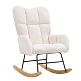 Changing Tables: VEVOR Nursery Rocking Chair, 250 lbs Weight Capacity Teddy Fabric Upholstered Glider Rocker Chair with Soft Seat and High Backrest, Nursing Chair for Nursery, Bedroom, Living Room, Ivory White