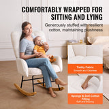 Changing Tables: VEVOR Nursery Rocking Chair, 250 lbs Weight Capacity Teddy Fabric Upholstered Glider Rocker Chair with Soft Seat and High Backrest, Nursing Chair for Nursery, Bedroom, Living Room, Ivory White