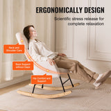 Changing Tables: VEVOR Nursery Rocking Chair, 250 lbs Weight Capacity Teddy Fabric Upholstered Glider Rocker Chair with Soft Seat and High Backrest, Nursing Chair for Nursery, Bedroom, Living Room, Ivory White