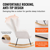 Changing Tables: VEVOR Nursery Rocking Chair, 250 lbs Weight Capacity Teddy Fabric Upholstered Glider Rocker Chair with Soft Seat and High Backrest, Nursing Chair for Nursery, Bedroom, Living Room, Ivory White