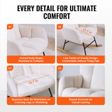 Changing Tables: VEVOR Nursery Rocking Chair, 250 lbs Weight Capacity Teddy Fabric Upholstered Glider Rocker Chair with Soft Seat and High Backrest, Nursing Chair for Nursery, Bedroom, Living Room, Ivory White