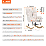 Changing Tables: VEVOR Nursery Rocking Chair, 250 lbs Weight Capacity Teddy Fabric Upholstered Glider Rocker Chair with Soft Seat and High Backrest, Nursing Chair for Nursery, Bedroom, Living Room, Ivory White