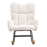 Changing Tables: VEVOR Nursery Rocking Chair, 250 lbs Weight Capacity Teddy Fabric Upholstered Glider Rocker Chair with Soft Seat and High Backrest, Nursing Chair for Nursery, Bedroom, Living Room, Ivory White