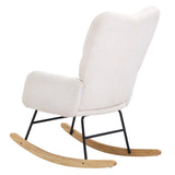 Changing Tables: VEVOR Nursery Rocking Chair, 250 lbs Weight Capacity Teddy Fabric Upholstered Glider Rocker Chair with Soft Seat and High Backrest, Nursing Chair for Nursery, Bedroom, Living Room, Ivory White