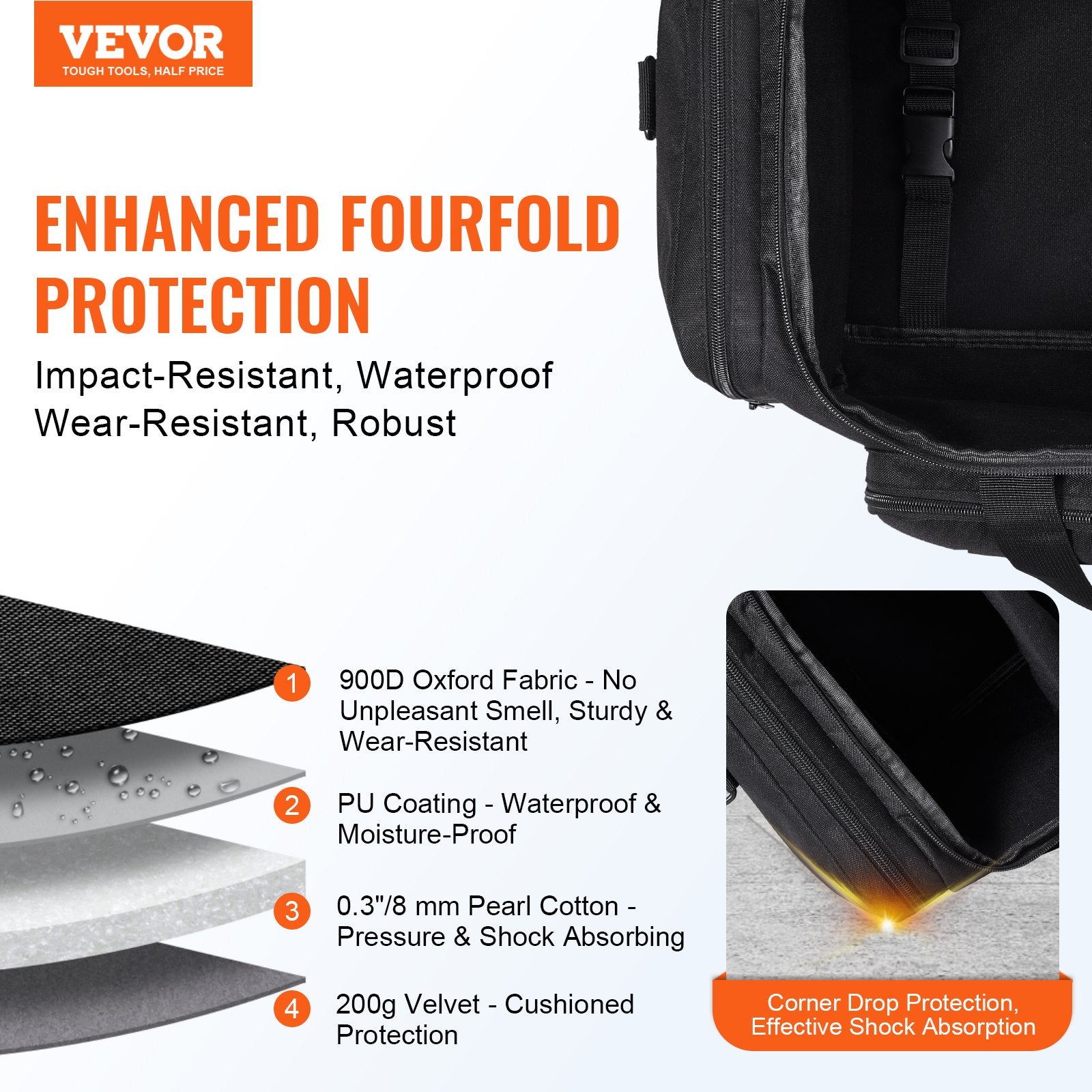 Telescope Case, 560 mm, Telescope Storage Bag with Fixed Buckles, Multi-Pocket & Detachable Divider for Telescope, Shock-Absorbent Telescope Carrying Case to Easily Secure Optical Tube & Tripod