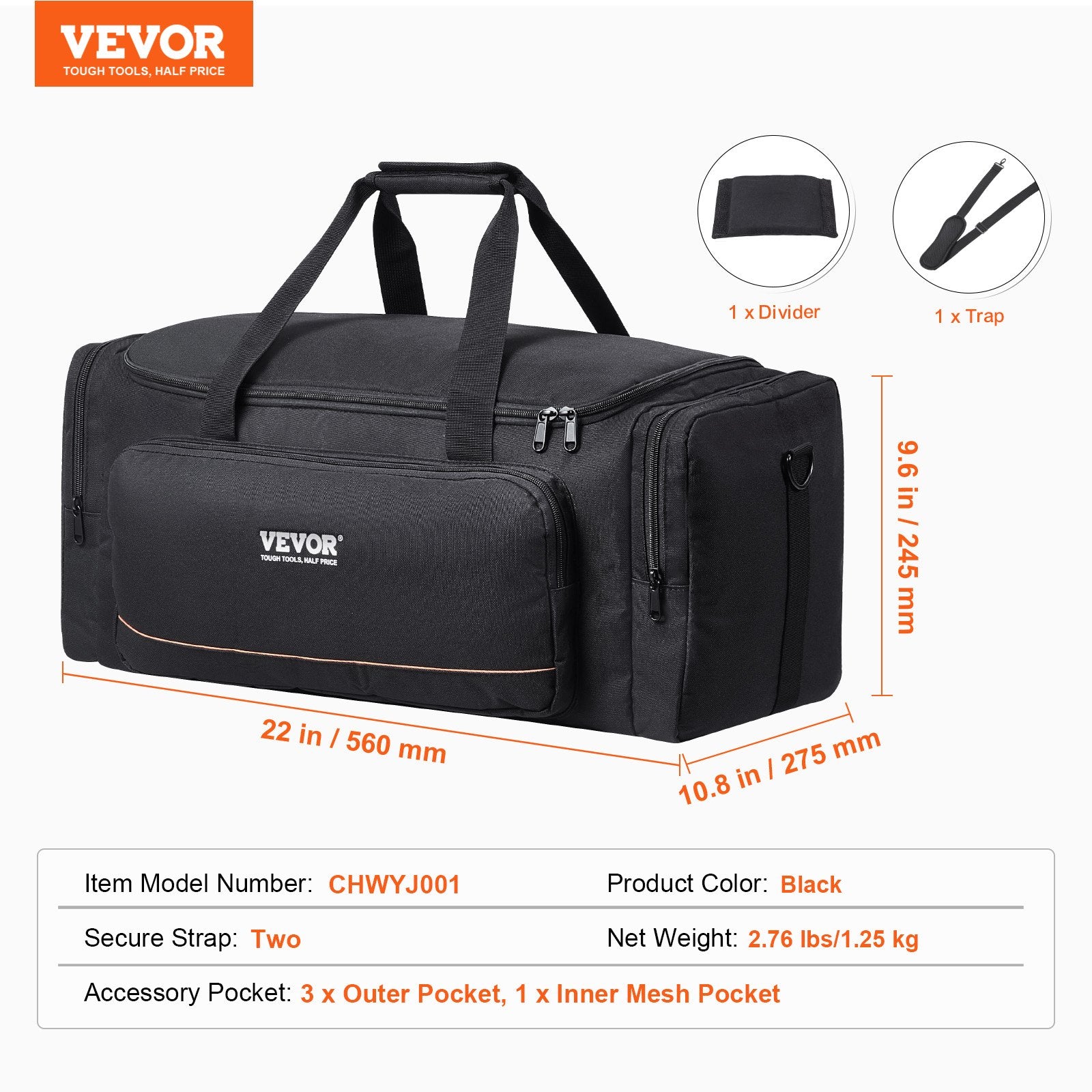 Telescope Case, 560 mm, Telescope Storage Bag with Fixed Buckles, Multi-Pocket & Detachable Divider for Telescope, Shock-Absorbent Telescope Carrying Case to Easily Secure Optical Tube & Tripod