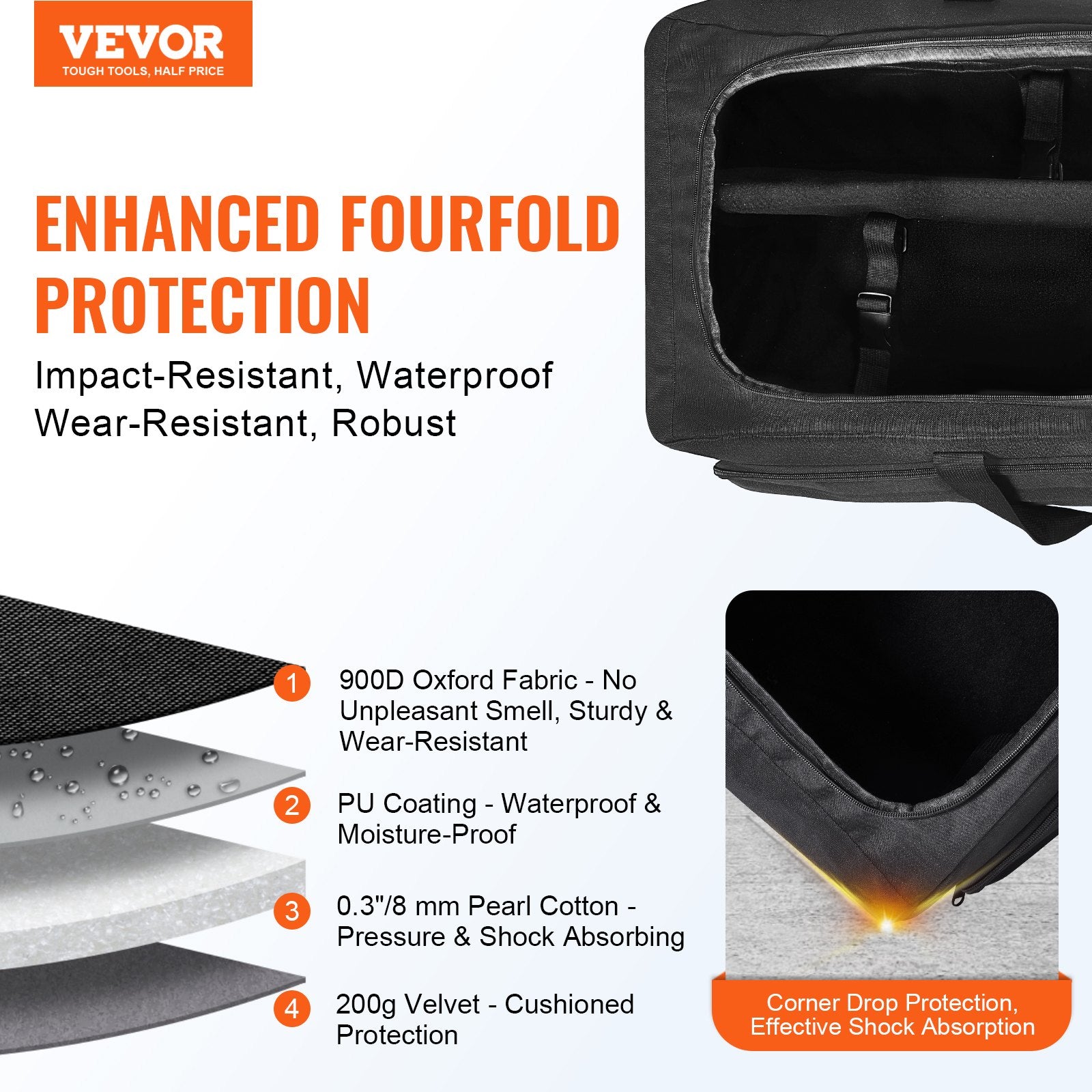 Camera Accessories: VEVOR Telescope Case, 770 mm, Telescope Storage Bag with Fixed Buckles, Multi-Pocket and Detachable Divider, Shock-Absorbent Telescope Carrying Case for Optical Tube & Tripod, Counterweight Pocket