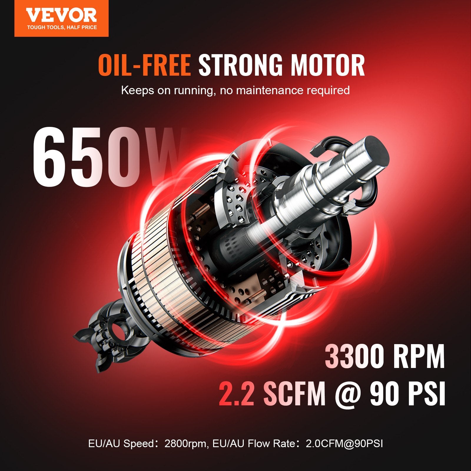 Air Compressors: VEVOR Air Compressor Compact Portable Oil Free Compressor 18L 90 PSI