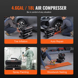 Air Compressors: VEVOR Air Compressor Compact Portable Oil Free Compressor 18L 90 PSI