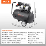Air Compressors: VEVOR Air Compressor Compact Portable Oil Free Compressor 30L 90 PSI