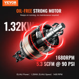 Air Compressors: VEVOR Air Compressor Compact Portable Oil Free Compressor 40L 90 PSI