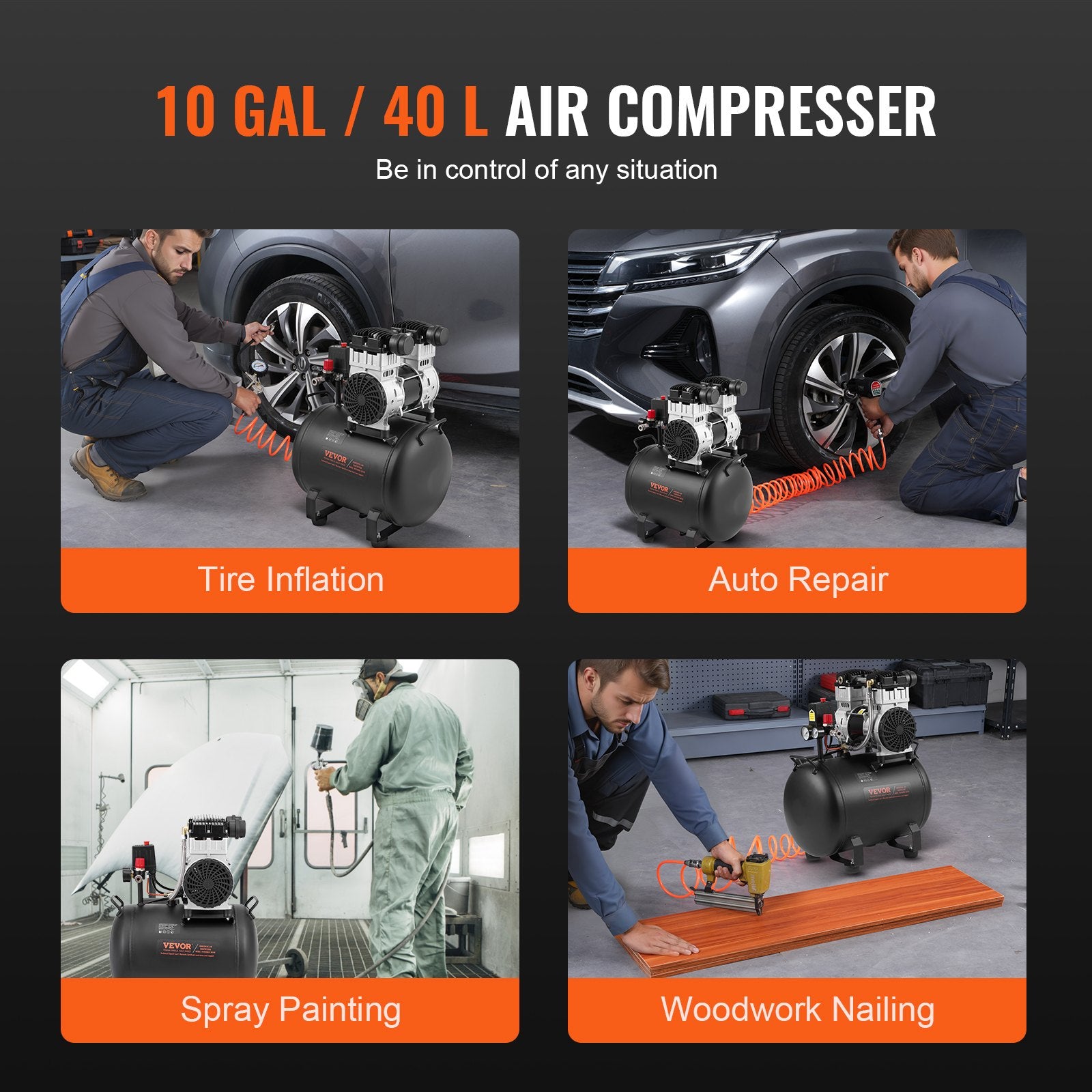 Air Compressor Compact Portable Oil Free Compressor 40L 90 PSI