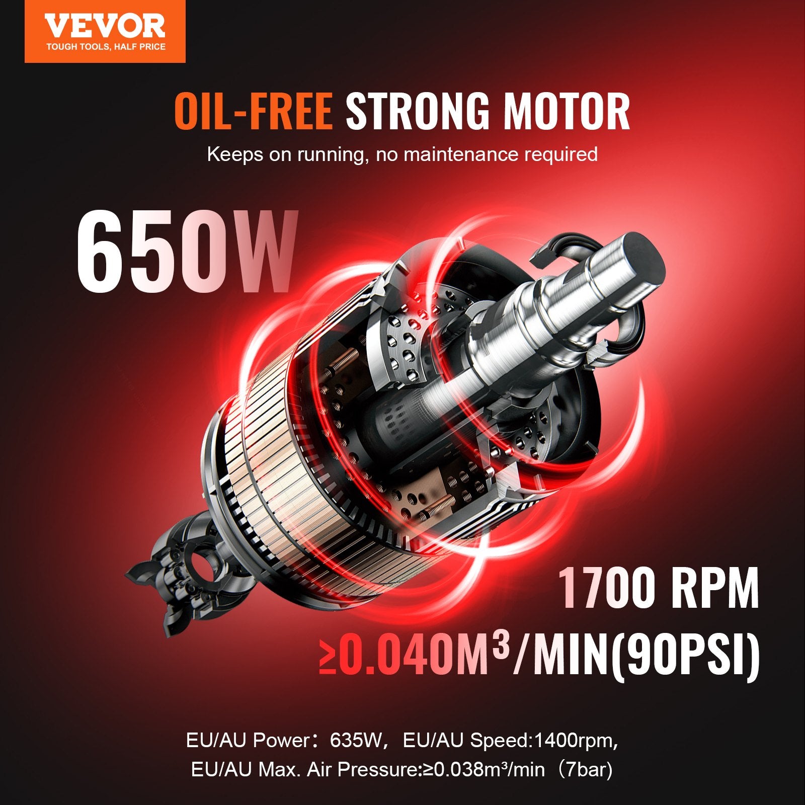 Air Compressors: VEVOR Air Compressor Compact Portable Oil Free Compressor 4L 7bar