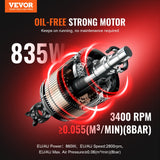 Air Compressors: VEVOR Air Compressor Compact Portable Oil Free Compressor 8L 8bar