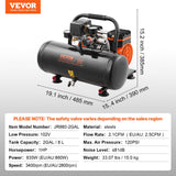 Air Compressors: VEVOR Air Compressor Compact Portable Oil Free Compressor 8L 8bar