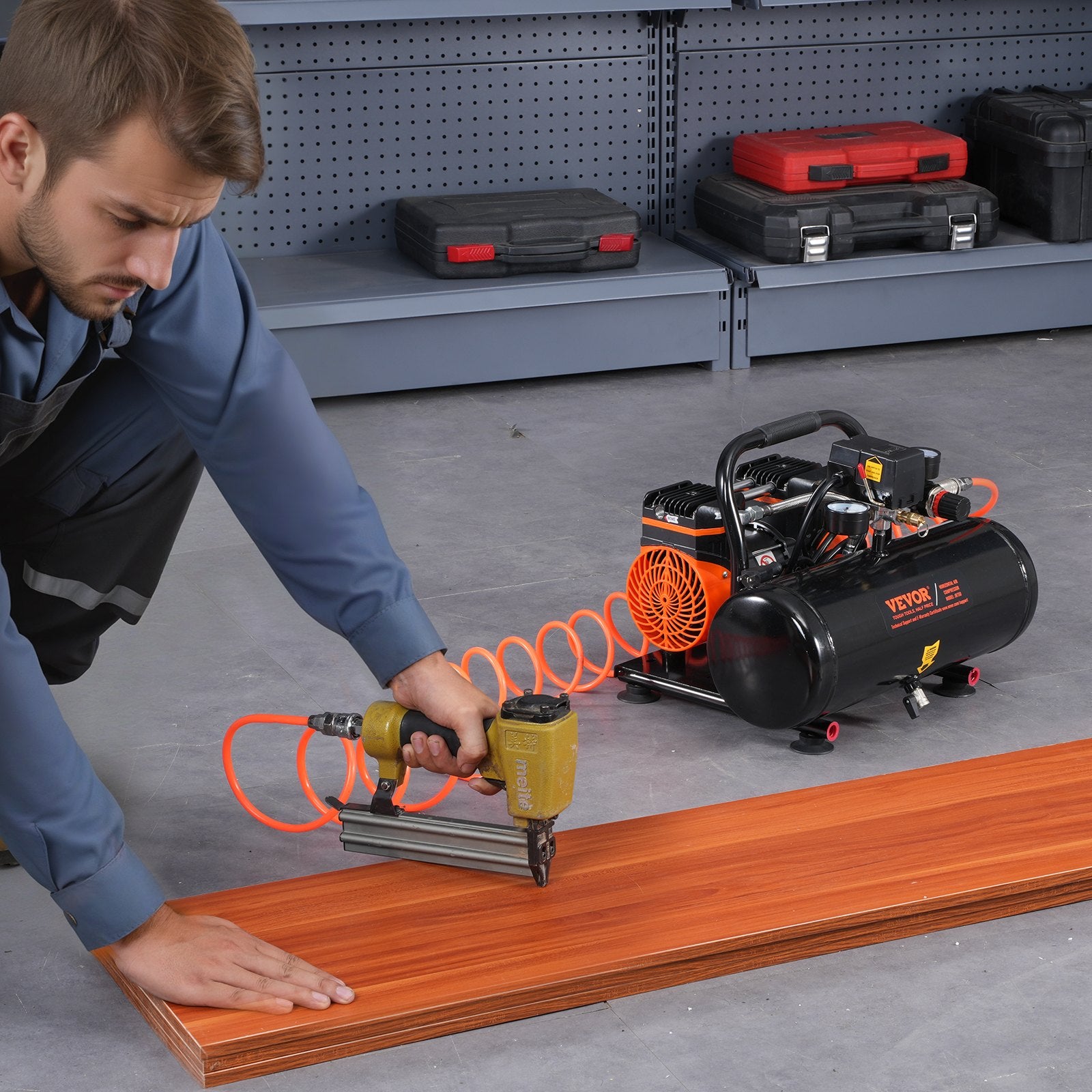 Air Compressors: VEVOR Air Compressor Compact Portable Oil Free Compressor 8L 8bar