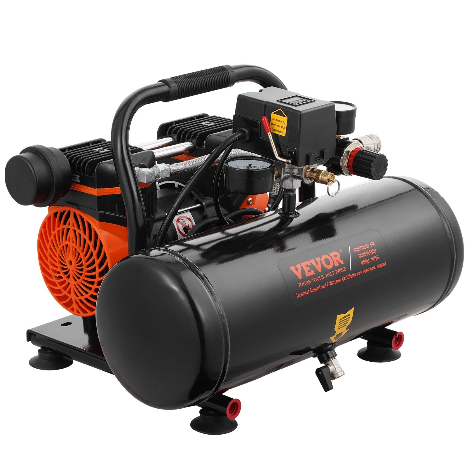 Air Compressors: VEVOR Air Compressor Compact Portable Oil Free Compressor 8L 8bar